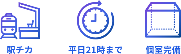 駅チカ 平日21時まで 個室完備